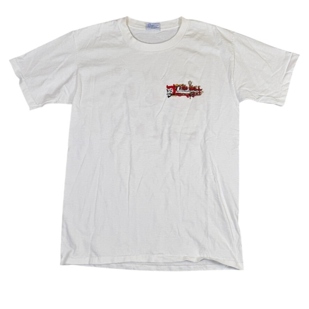Vintage All Sport The Hell Grand Cayman Graphic T-Shirt White Mens Medium
